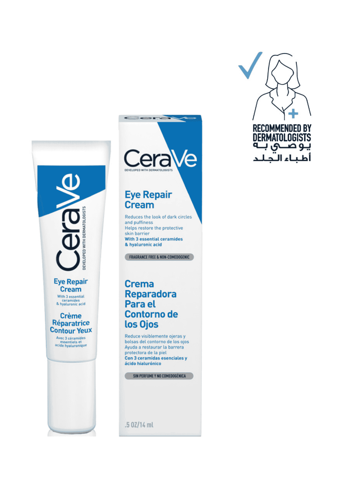 Cerave Eye Repair Cream for Dark Circles and Puffiness with Hyaluronic Acid 14Ml