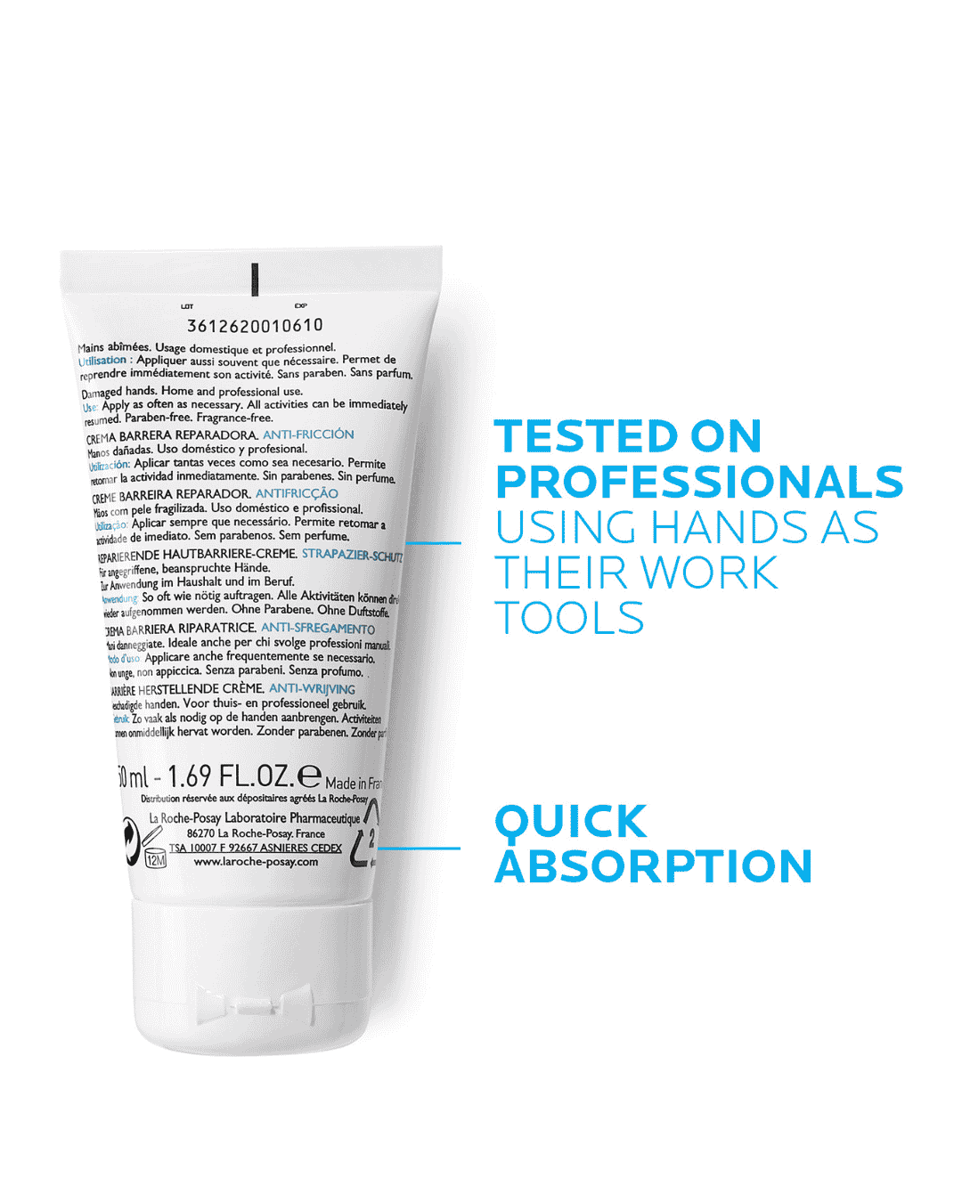 La Roche-Posay Cicaplast Mains Moisturiser for Dry and Damaged Hands 50ml