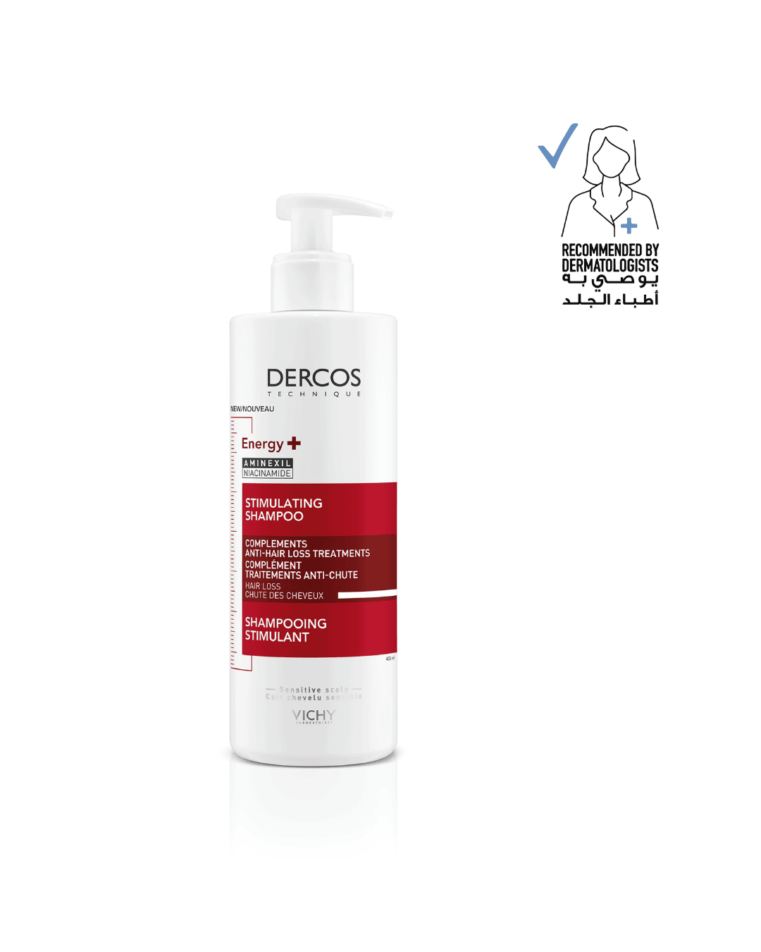 Vichy Dercos Energy + Stimulating and Anti Hair Loss Shampoo with Aminexil 400ml