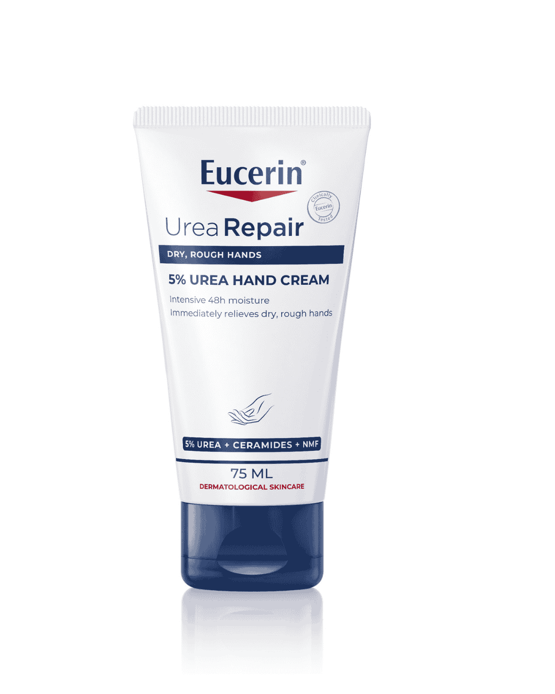 Eucerin UreaRepair Plus 5% Urea Hand Cream with Ceramides, Daily Moisture, Suitable for Mature & Diabetic Skin, Instant 48-Hour Relief for Dry & Rough Skin, 75ml