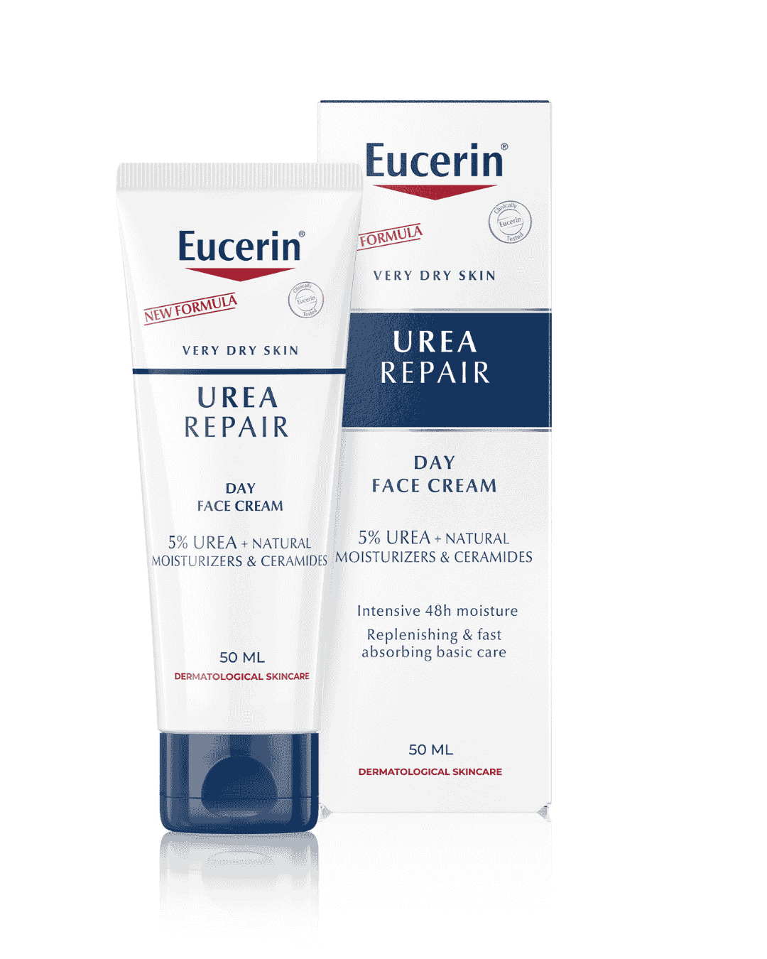 Eucerin UreaRepair Plus 5% Urea Face Cream with Ceramide and Lactate, Suitable for Mature & Diabetic Skin, Moisturizer for Very Dry & Dry Skin, 50ml
